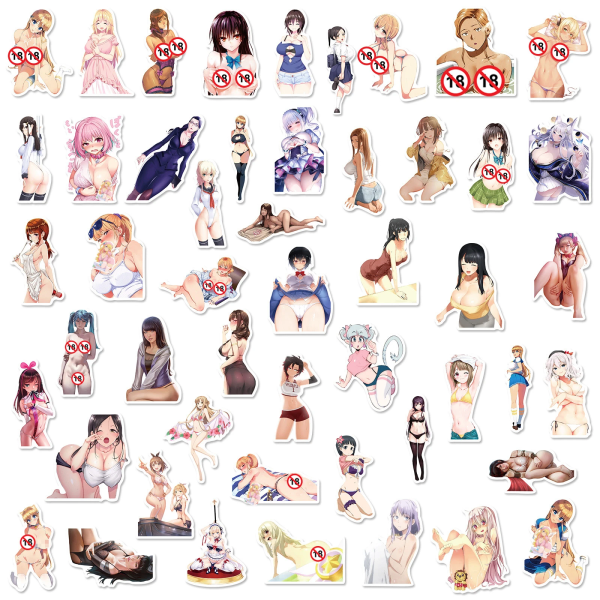 50st/100st vuxen Anime Hentai Sexiga Waifu-klistermärken Suncensurerade dekaler för bärbar datortelefon Bagage Söt bilklistermärke Tjejleksaker 50PCS