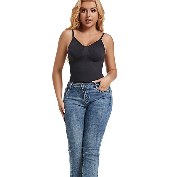 Rygglösa Bodysuits för Kvinnor Sömlösa Shapewear Tanga Butt Lifter Body Shaper Slimmande Linnen Toppar Magekontroll Korsett Thong Black L