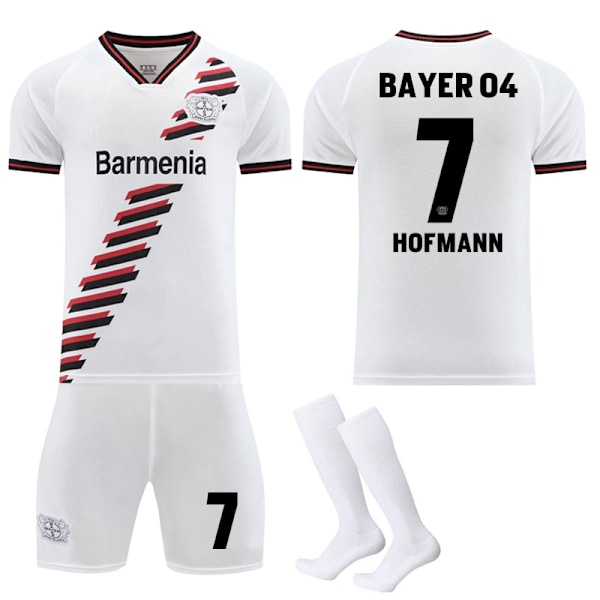 23-24 Bayer 04 Leverkusen Bortefotballtrøyer Barn Voksen Fotballutstyr NO.7 HOFMANN 24