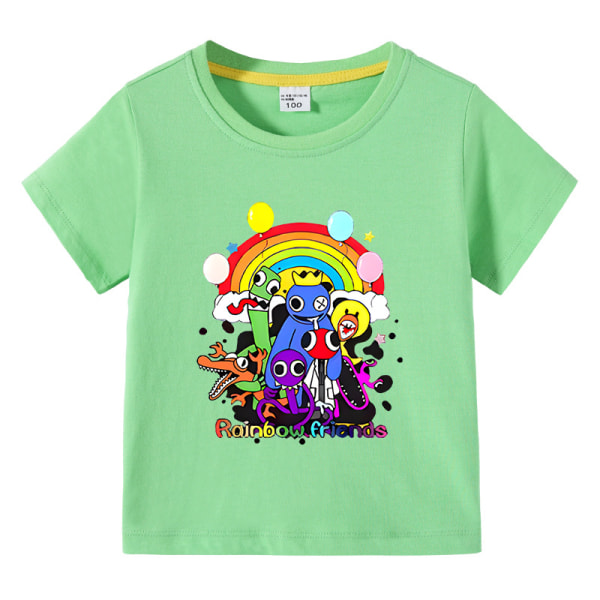 Kid bomull T-shirt Summer Rainbow Friends printed topp T-shirt light green 120cm