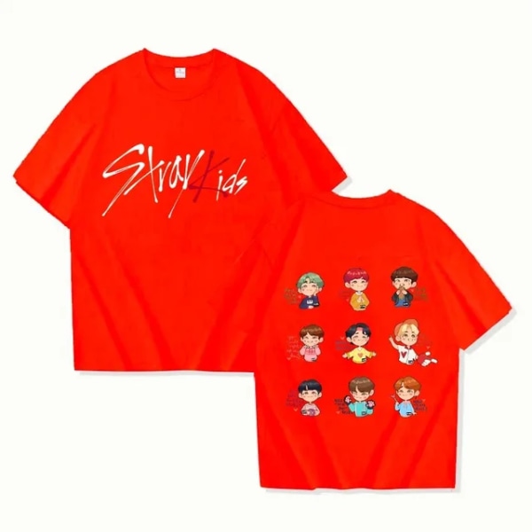 K-POP Stray Kids T-paita Miehet Naiset Painettu Laadukas Puuvilla T-paita Lyhythihainen T-paita Ylisuuret T-paidat Topit Vaatteet 6 XL