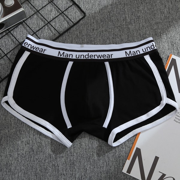 Herr Underkläder Boxers Bomull Herr Trosor Andas Solida Boxershorts Man Midja Kalsonger Trend Man Shorts Homme Shorts black L