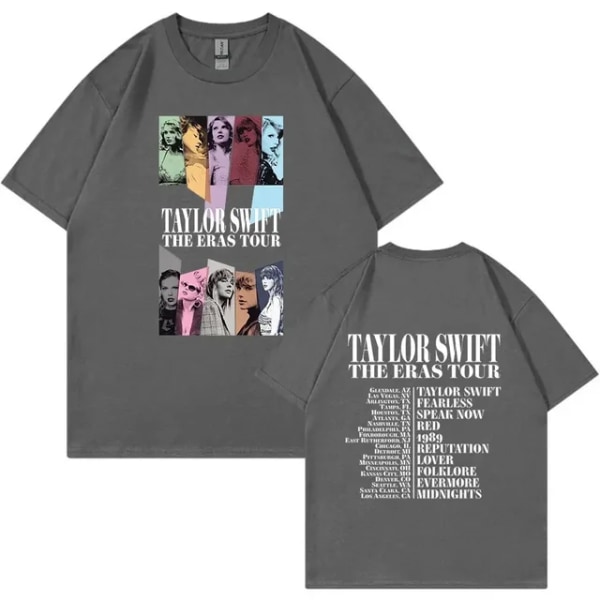 Unisex T-paita Taylor Swift printed lyhythihainen faneille lahja Dark Grey S