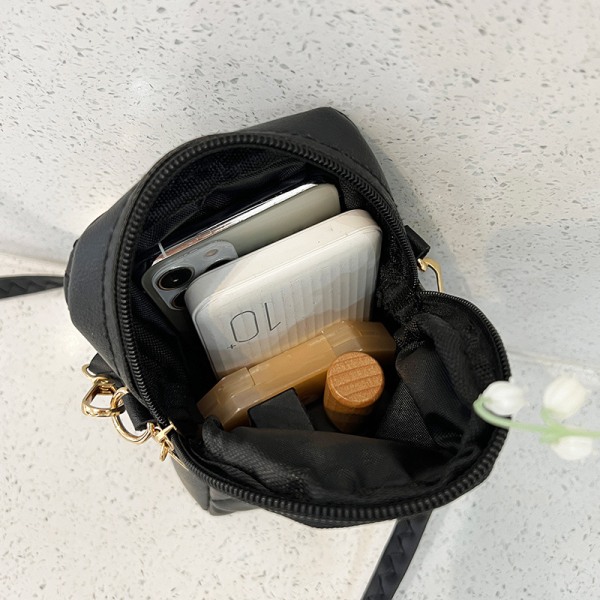 Skuldertaske PU Læder Broderi Mobiltelefon Tasker Beige