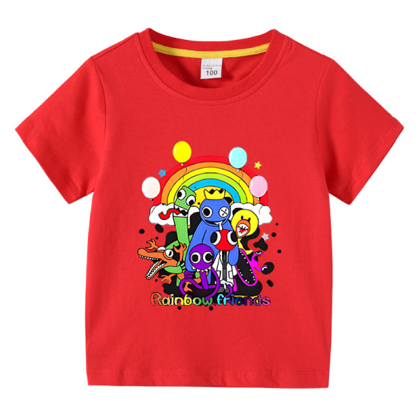 Kid bomull T-shirt Summer Rainbow Friends printed topp T-shirt red 120cm