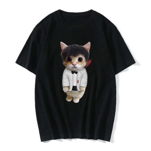 Sjov El Gato Meme Trist Grædende Kat Munchkin Kitty Print Kvinder Casual T-Shirt Sommer Harajuku T-shirts Casual Fashion Tee T-tøj 20006 3XL