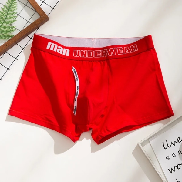 Herre Boxers Bomullsundertøy Soveunderbukser Herre Truser Shorts Komfortable Plus Size Herreundertøy red XL