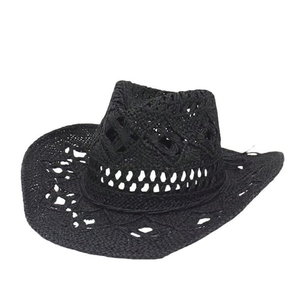 Cowboyhat i strå, hul solhat med bred skygge white 56-58CM