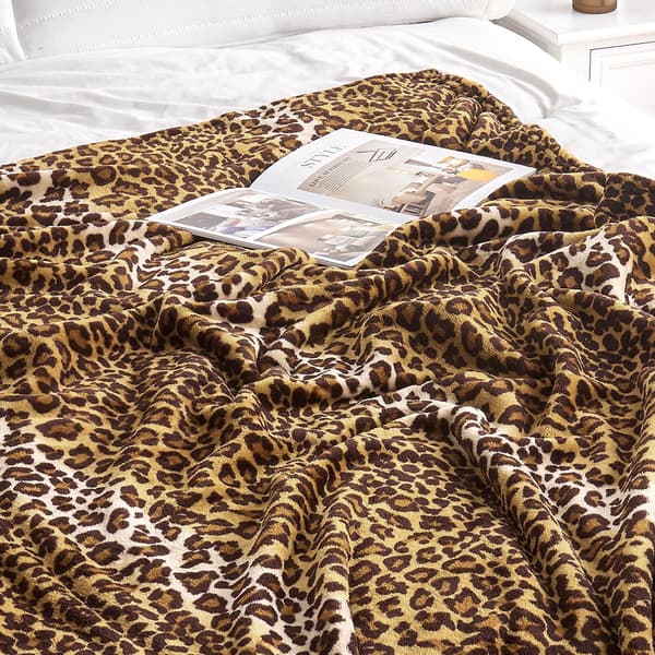 Leopardmønstret filt til seng, sofa, rejser og camping, superblød og behagelig fluffy filt Leopard 100*130cm