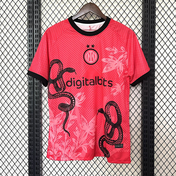 Säsong 2425 F.C. Internazionale Milano Kortärmad fotbollströja Snabbtorkande andningsbar sportkläder Red XL
