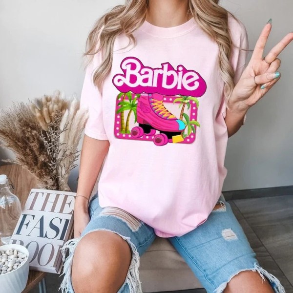 Barbie-painatettu T-paita Naisten Kesä Yläosa T-paita GH1014-F XXL