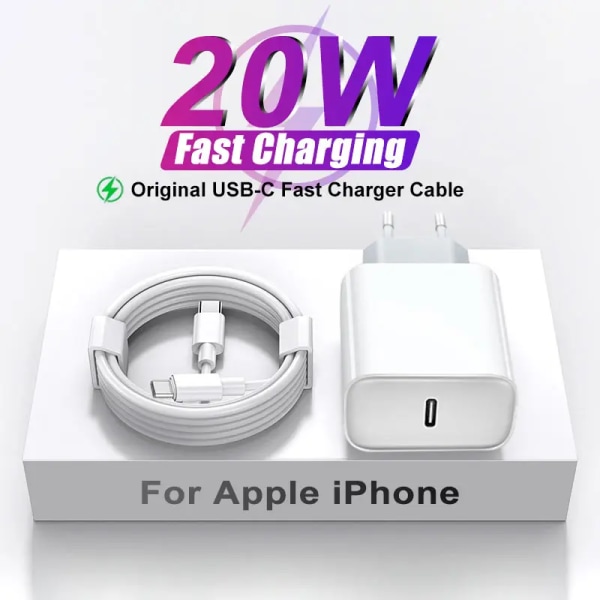 2/4-pack PD 20W USB-C Snabbladdare Power För Apple iPhone 15 Pro Max 14 13 12 mini 11 Snabbladdning XS XR 8 Plus Kabeltelefontillbehör 2 packs