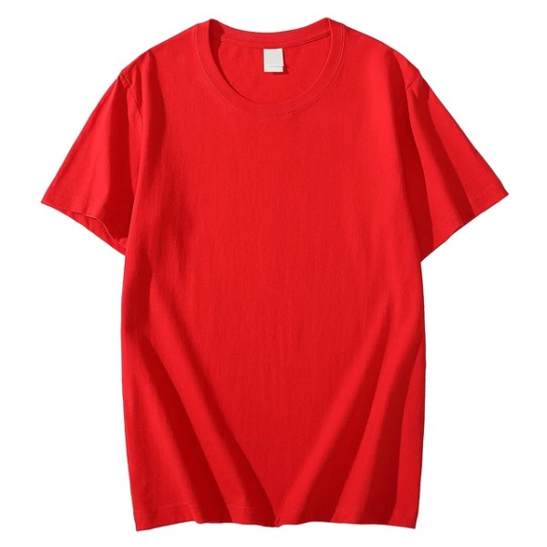 Enfärgad T-shirt 8 färger kortärmad herr/kvinnors tunga pund 220 g bomull vit crewneck lös topp S-4XL red L