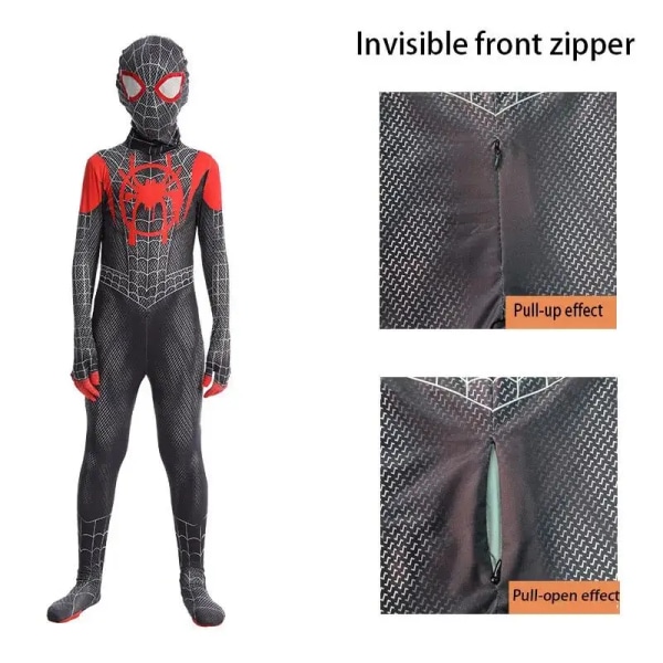 Hämähäkkimies Lasten Asu Supersankari Hyppypuku Miles Morales Cosplay Zentai Bodysuit Halloween Karnevaali Asut Pojille Ja Tytöille 012 130