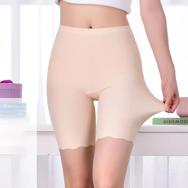 Safety Short Pants Summer Women Plus Size Boxers för Kvinnliga Anti Rub Safety Shorts Under Kjol Trosor Underkläder Beige 2XL (75-95kg)