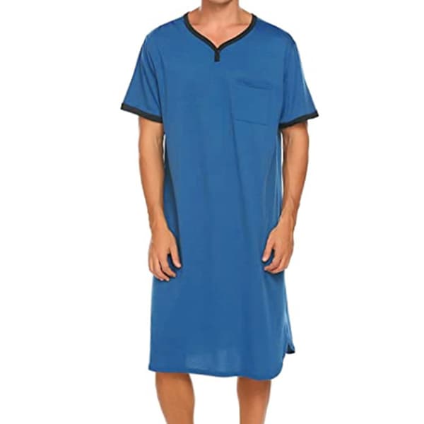 Løstsiddende pyjamas til mænd, åndbart nattøjssæt til natten Grey M