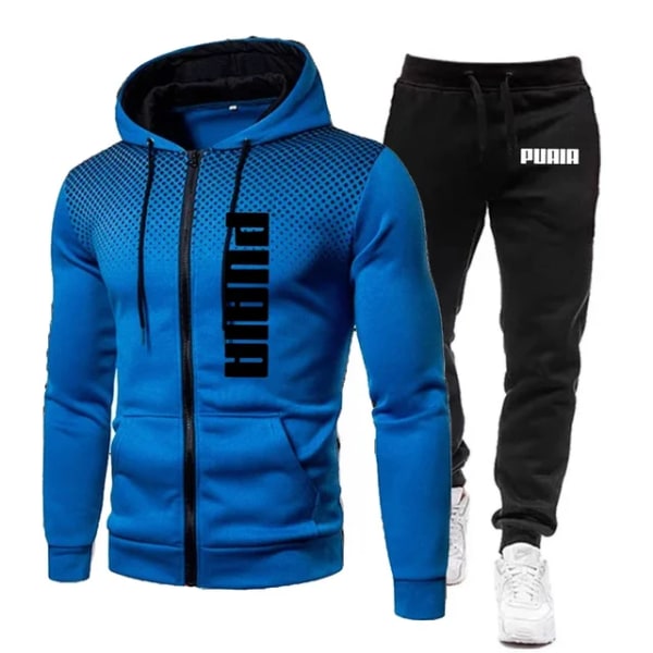 Sport Fitness för män Bär tunn sektion andas huvtröja eller sportbyxor Andas blue suit L