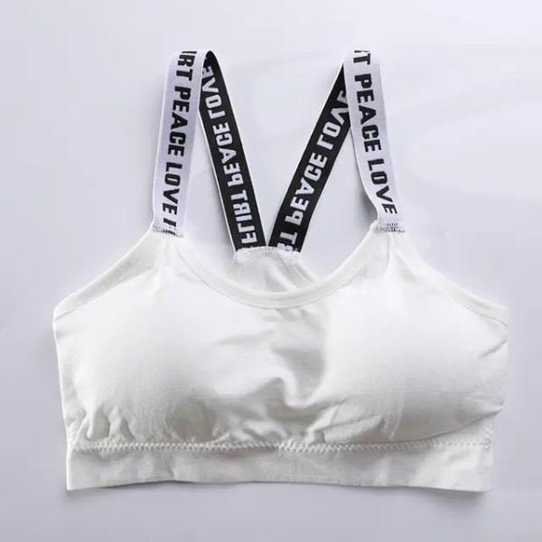 Sexiga kvinnor Sport BH Fitness Bokstäver Yoga Wrap Bröst BH Löpning Yoga Gym Fitness Crop Top Svettabsorberande underkläder White