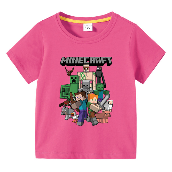 Sommar T-shirt för barn med Minecraft printed 100-150 rose 140cm