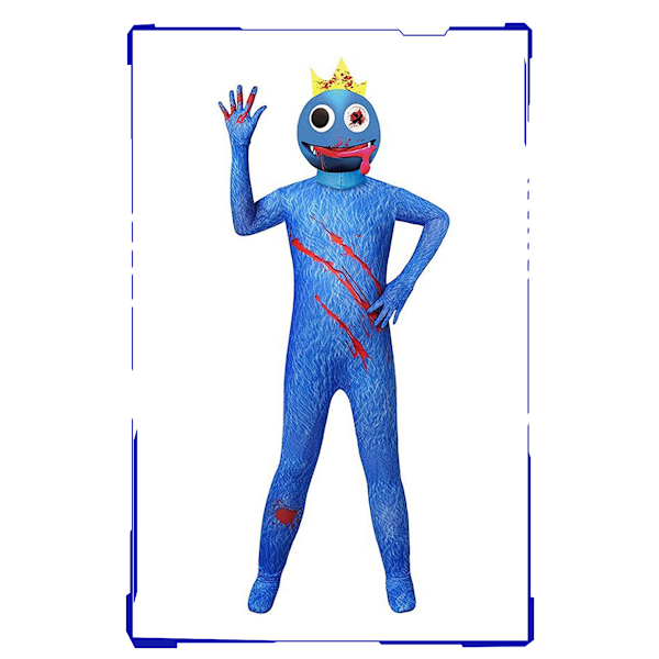 Rainbow Friends Børns Blå Monstre Cosplay Horror Kostumer Navy Blue 110