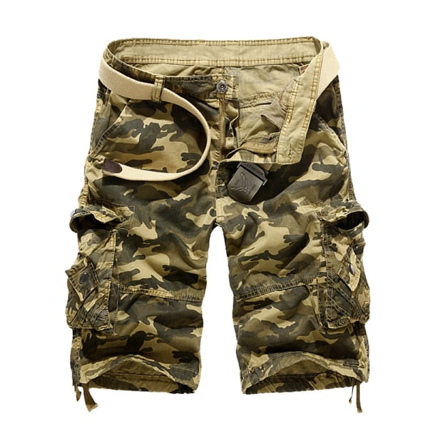 Herr Cargo Shorts Army Combat Camo Pants Sportbyxor Kjol Khaki 32