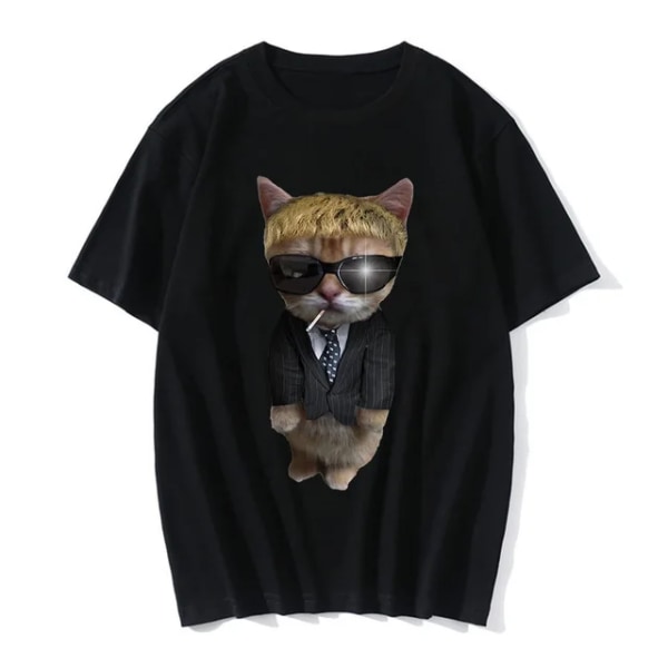 Hauska El Gato Meme Surullinen Itkevä Kissa Munchkin Kitty Print Naisten Casual T-paita Kesä Harajuku T-paidat Casual vaatteet Vaatteet 20000 2XL