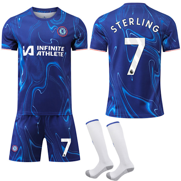 24-25 Chelsea F.C. Jersey NO.7 STERLING Trøjer Børn Voksen Fodboldudstyr med Sokker M