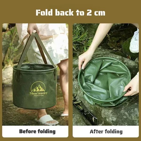 Hållbar multifunktionell bärbar handfat vattentät hopfällbar diskho hink resehandfat camping vandring förvaringshink 10L/20L Green 10L