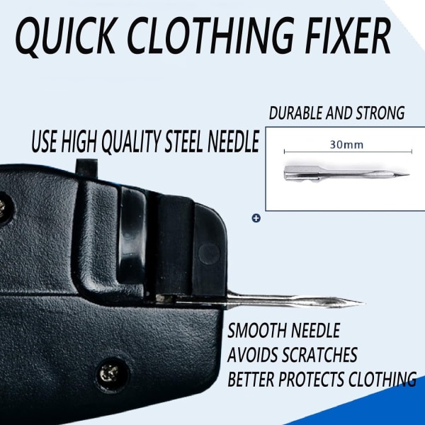 Stitchy Quick Clothing Fixer, Speedy Clothing Fixer, Quick Stitch Sewing Gun for clothes to fix low necklines, tight seams Black