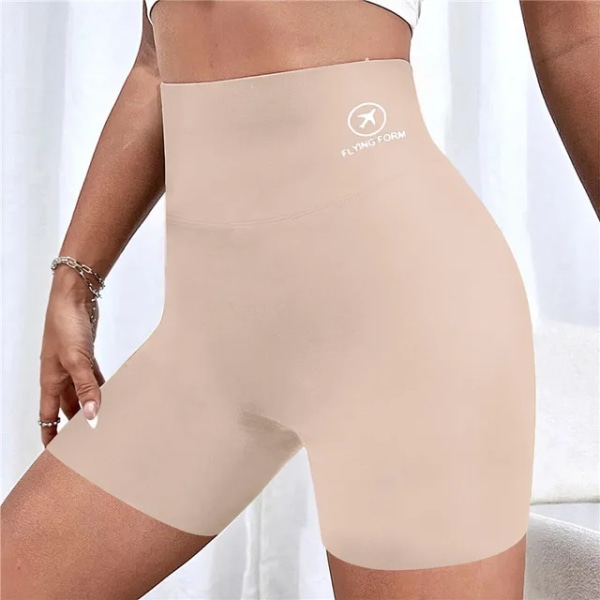 Kvinnors Yoga Sport Shorts Hög Midja Fitness Shorts Casual Streetwear Korta Byxor Kvinnors Tighta Shorts För Damer Träning Byxor Pocket Beige XL