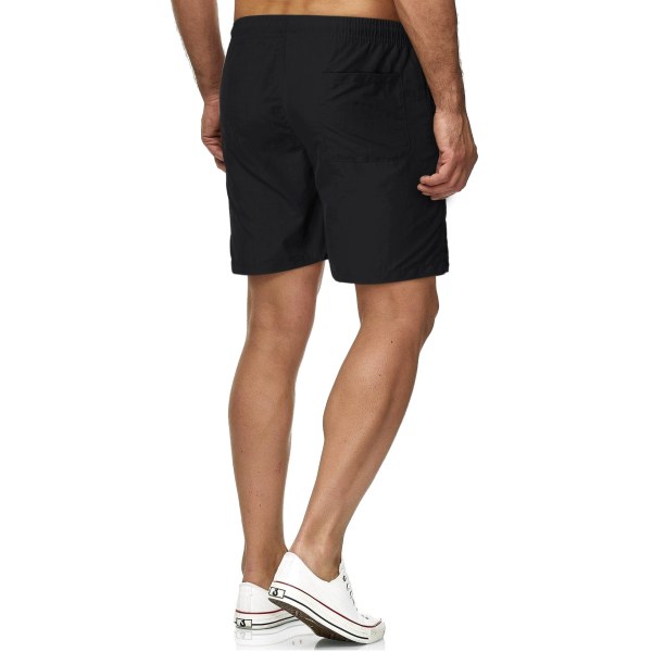 Herrshorts med fem punkter, snabbtorkande enfärgade strandbyxor, herrshorts för sport och fitness Black XL