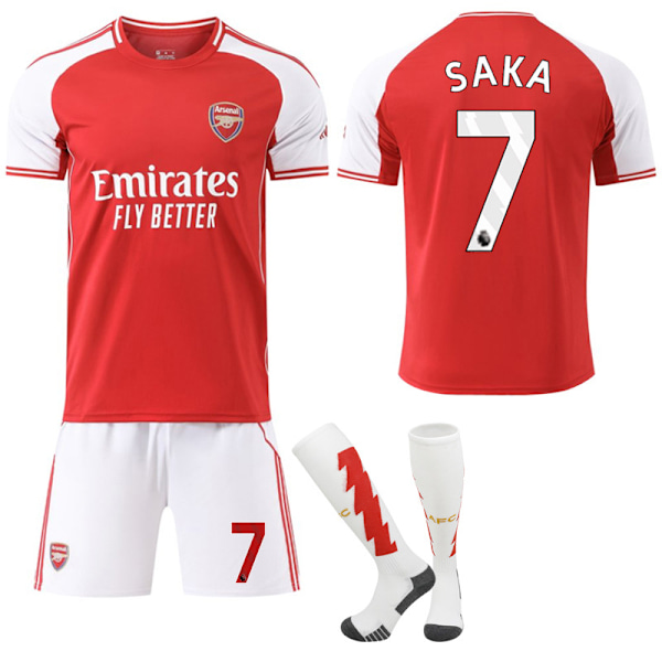 25-26 Arsenal F.C. Hemma NO.7 SAKA Tröjor Set Barn Vuxen Fotbollsutrustning med Strumpor NO.7 L