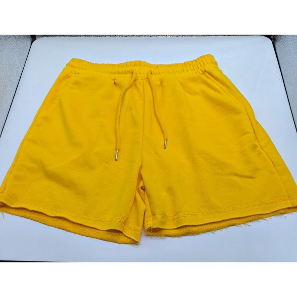 Herre Fitness Gym Shorts Bomuld Sommer Sport Træning Bodybuilding Deep Squat Running Jogger Mandlige træningsbasketballshorts Yellow XL