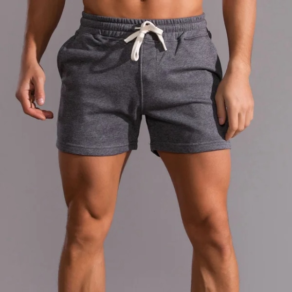 Sommerløping Sportsshorts Menn Quick Dry Gym Joggeshorts Strandlomme Kroppsbygging Fitness-shorts Herremerke Gymklær dark gray L