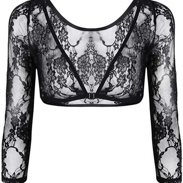 Sömlös Arm Shaper Kort Croppad Navel Mesh Kofta Plus Size Arm Shaper Lace White L