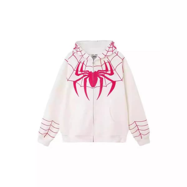 Spiderman Hettegenser Full Glidelås Hettegenser Streetwear Oversized Gensere RED XL