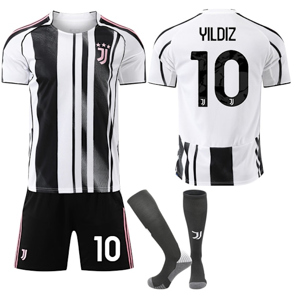 25-26 Juventus F.C. Hemma NO.10 YILDIZ Tröjor Set Barn Vuxen Fotbollsutrustning med Strumpor NO.10 26