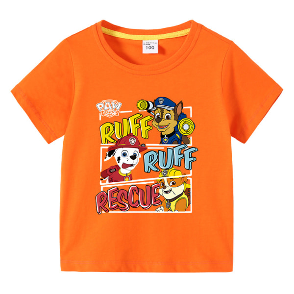 Paw Patrol T-shirt Bomull Tjejkläder Spin Master Barnkläder Tecknad Pojkar Toppar Anime Orange 100cm