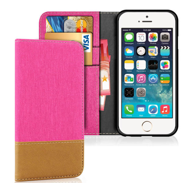 Plånboks Fodral Skal för Apple iPhone 5 / 5s / SE Mobilskydd Mob Rosa 7dce  | Rosa | 50 | Fyndiq