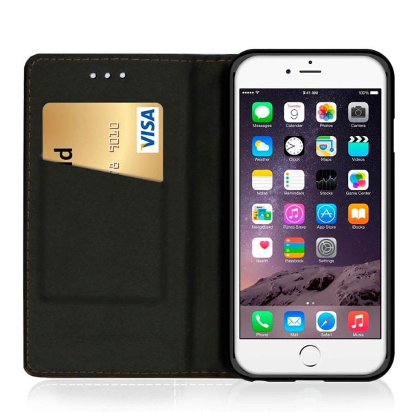Plånboks Fodral Skal för Apple iPhone 6 / 6s TPU Mobilskydd Kort Svart