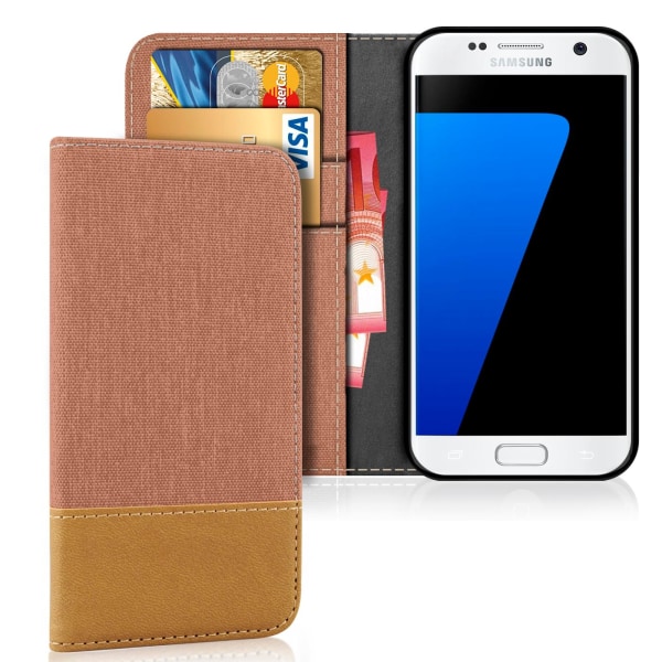 Mobil Skal Plånbok för Samsung Galaxy S7 Mobilskydd Jeans Konstl Brun 9507  | Brun | 50 | Fyndiq