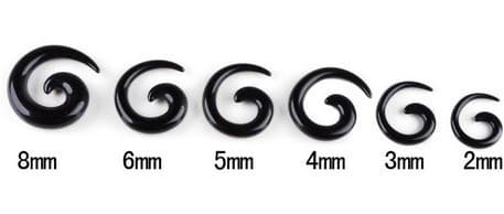 Stretching Kit (Spirals) from 2-8mm, 6 pcs black black