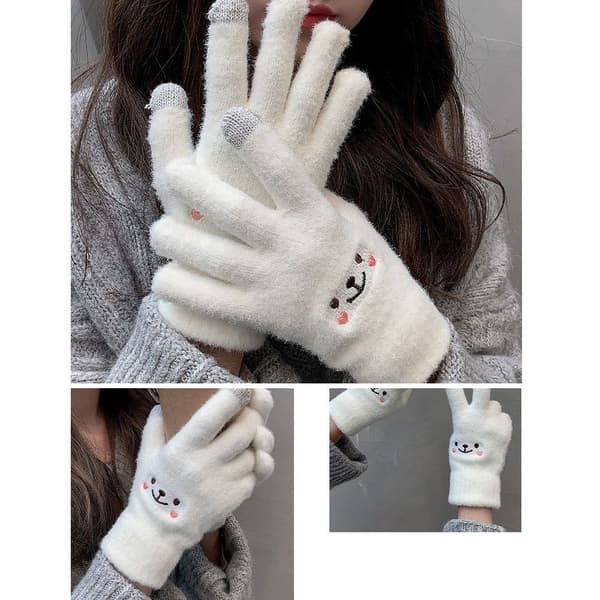 Women's Winter Touch Screen Gloves Thick Warm Knitted Stretch Gloves Pink pink