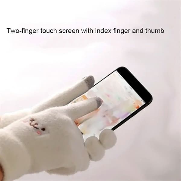 Kvinnor Vinter Touch Screen Handskar Tjocka Varma Stickade Stretch Handskar grå gray