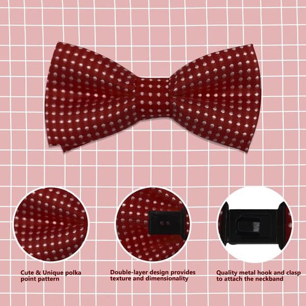 1 Burgundy with White Dots Adjustable Formal Bow Tie
