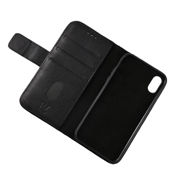 iPhone X/XS Plånboksfodral Läder Rvelon - Svart