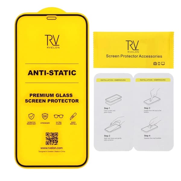 Rvelon Skärmskydd för iPhone 12 Pro Max - 3D Härdat Glas - Bulk