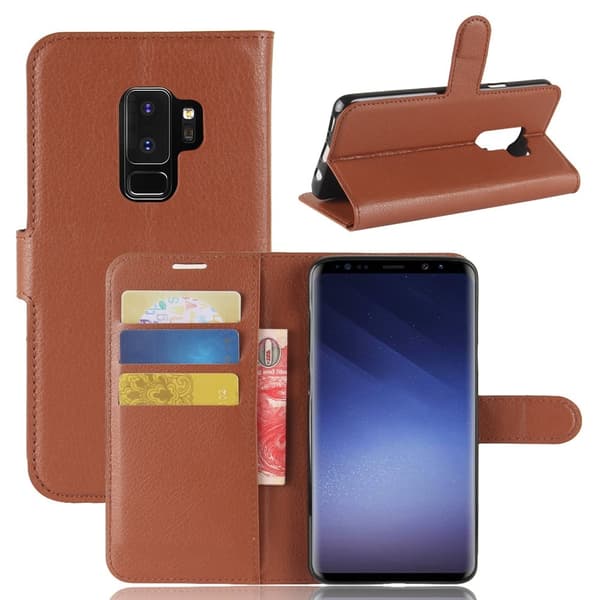 Litchi PU-Leather Cover for Samsung Galaxy S9 Plus - Brown