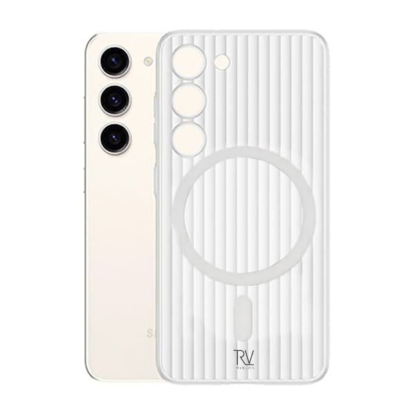 Samsung Galaxy S23 Mobile Case Corrugated with Magnet Rvelon - White