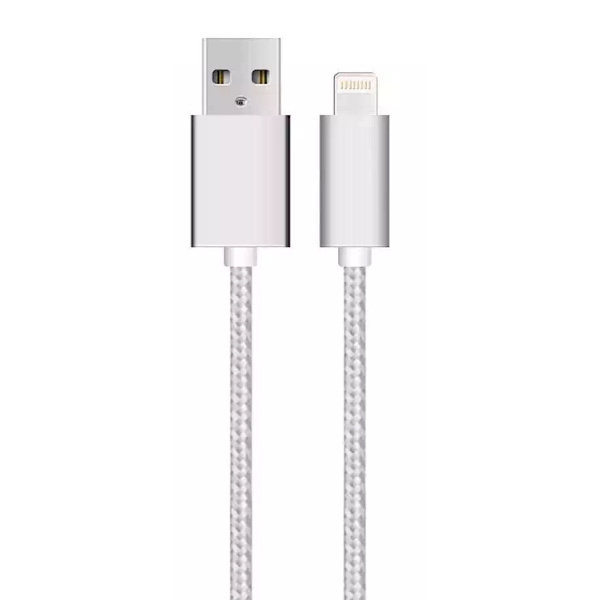 SiGN USB cable with Lightning for iPhone & iPad Silver/nylon, 2.4A, 1m